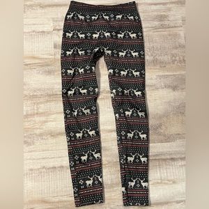 Pink rose deer leggings large